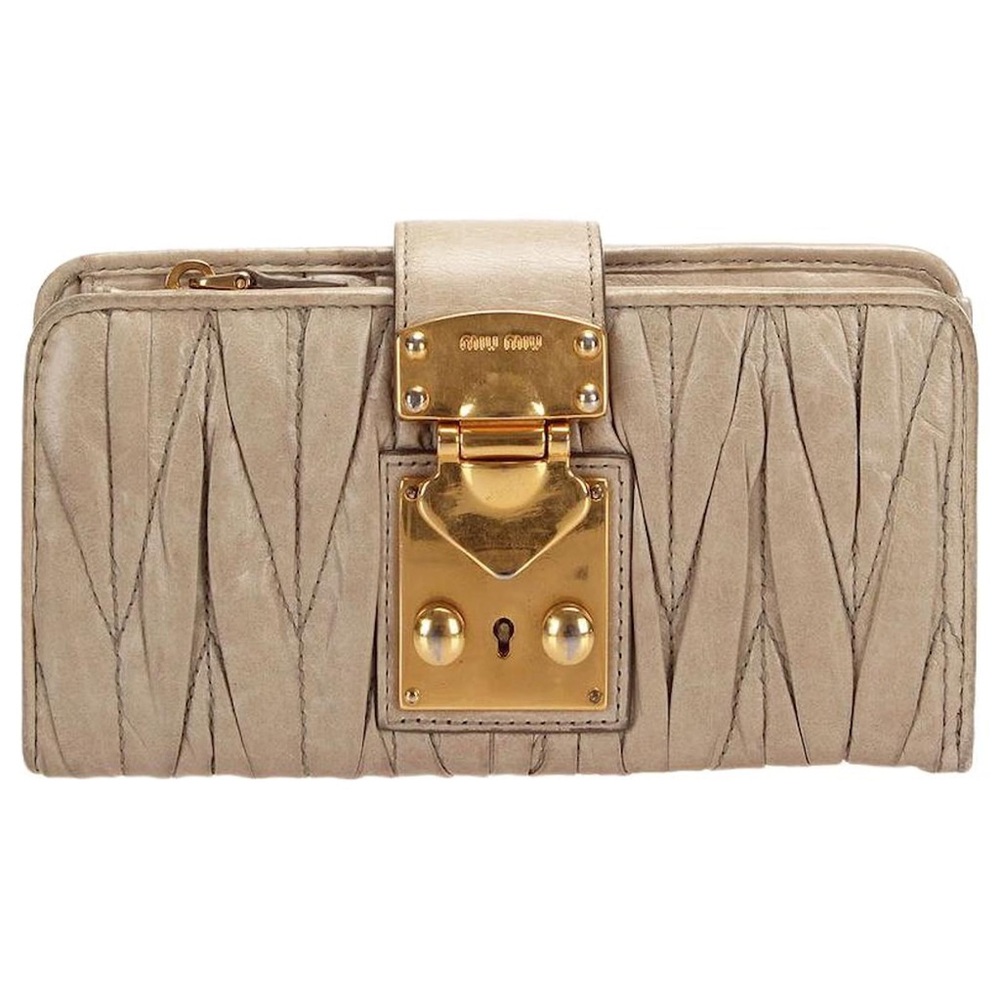 Miu Miu Beige Leather Wallet